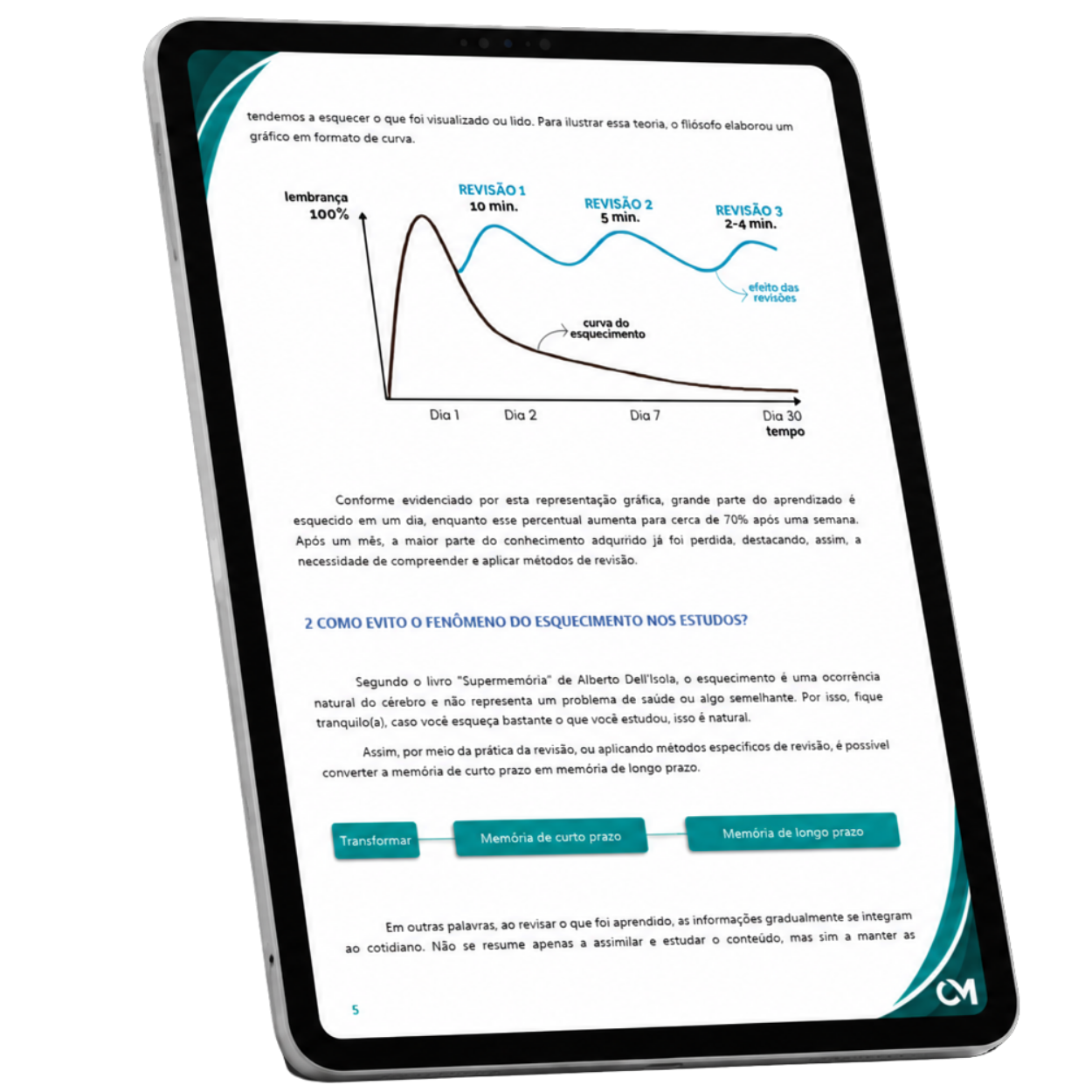 Bônus: Revisão Mapeada — tablet exibindo material de revisão